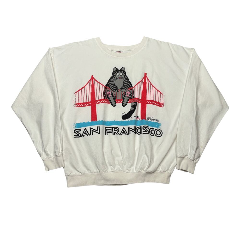 VTG 80s Crazy Shirts Kliban Cat San Francisco Sweatshirt Med Project Hail Mary - Picture 1 of 10